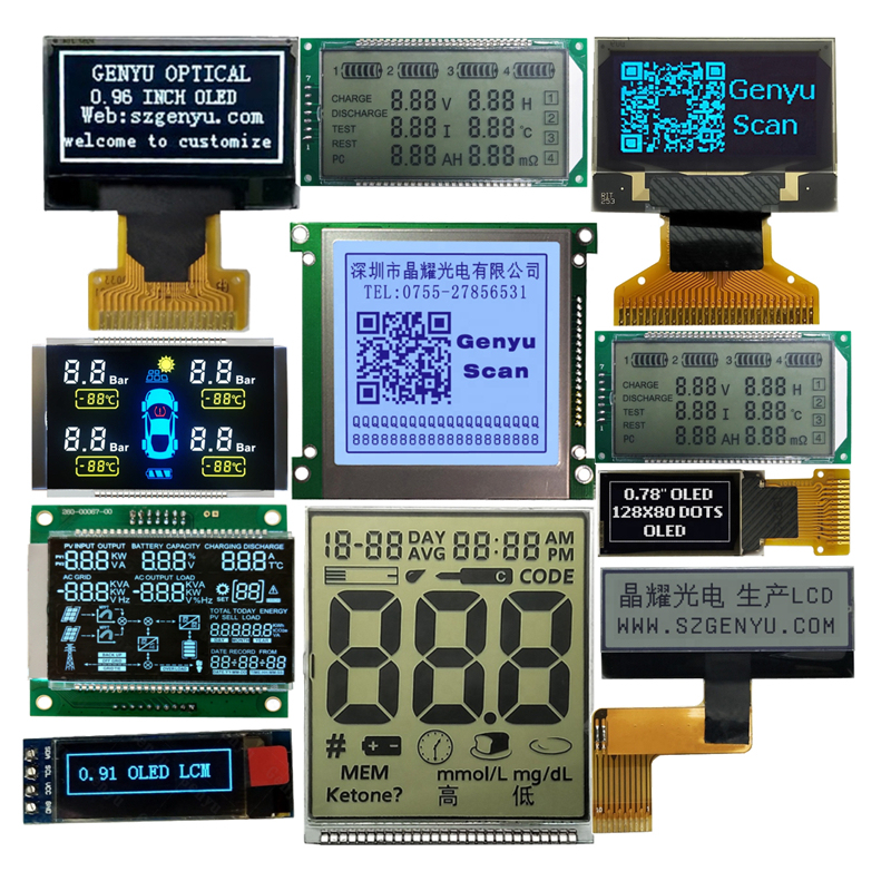 Lcd Display Screen Custom Tn Htn Stn Fstn Va Lcd Character Cog Dot Matrix 128*64 14Segment Monochrome Color Graphic Digital 7 Segment Display