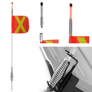 High Quality 6/8/10/12ft Mining Safety LED Flag Antenna With Heavy Duty Spring Mount Safety Led Whip