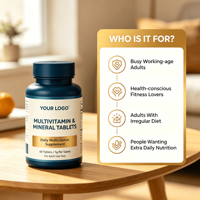 Comprimés de Multivitamines et Minéraux à Marque Blanche OEM ODM – Complexe Vitaminique Personnalisé en Vrac – Complément Alimentaire pour le Soutien Immunitaire et l'Énergie
