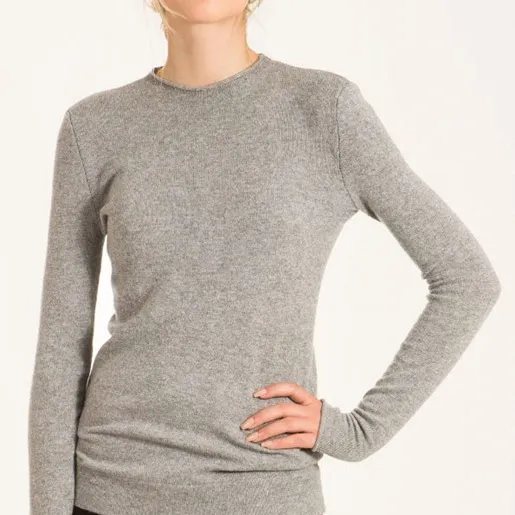 2022 super soft texture crew neck slim fit long sleeves minimalist design pure cashmere sweater for women