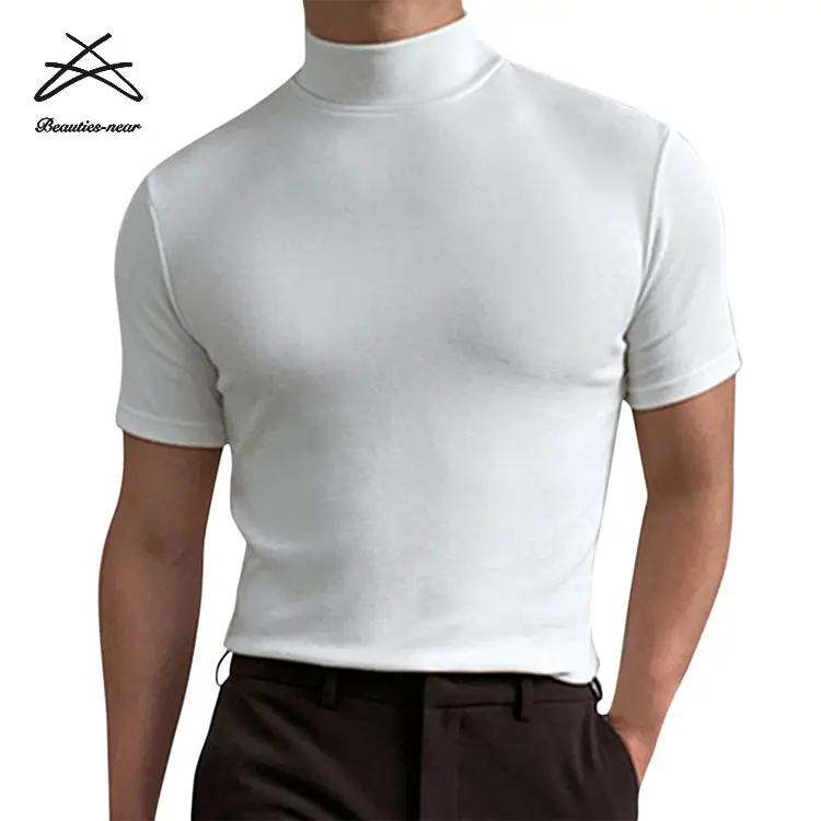 Nouvelle mode de chemises personnalisées grande taille chemises pour hommes col roulé couleur unie t-shirt à manches courtes pour hommes