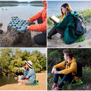 Coussin de siège gonflable noir 40x30cm, portable, pour camping en plein air, pique-nique, voyage, oreiller d'air pliable, coussin de confort - Product Image 6