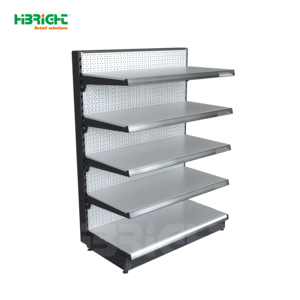 Double Sided Supermarket Shelves Gondola Rack <b>Metal</b> Retail Display Shelving with Drawer for Store Merchandising - Product Image 6