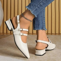 Escarpins d'été personnalisés grande taille pour femme, confortables, à boutons, talons fins, avec lanières convertibles et bout pointu fermé