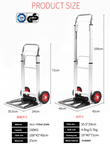 Portable 100kg en acier à deux roues stockage camion à main personnalisable OEM poudre enduit plate-forme pliant chariot <span class=keywords><strong>brouette</strong></span> - Product Image 6