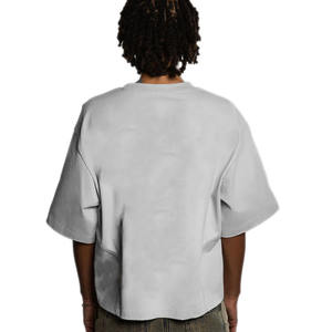 <span class=keywords><strong>T</strong></span>-<span class=keywords><strong>shirt</strong></span> Casual da uomo con Pullover in cotone misto tessuto subacqueo Logo personalizzato Texture verticale allentata per il Design bianco stampato - Product Image 3