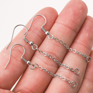 Ear Chain <b>Hook</b> Findings | 18K PVD Stainless Steel Fish <b>Hook</b> <b>Earring</b> Wire with Chain for DIY Jewelry Accessories - Product Image 2