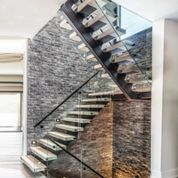 Escalier en colimaçon en verre de villa commerciale Installation facile Escaliers hélicoïdaux en bois d'intérieur Balustrades de qualité mains courantes