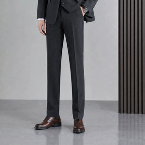 Nouveau <span class=keywords><strong>pantalon</strong></span> de ville pour homme, coupe droite, taille haute, style britannique slim, plissé, formel, pour conférence et affaires, vente en gros - Product Image 2