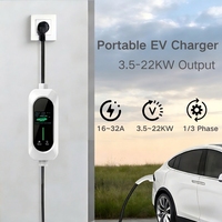 Chargeur EV mobile portable AC 7KW 44KW 16A 32A IP65 étanche, boîtier thermoplastique standard GB T pour véhicules électriques