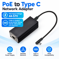 Harga Pabrik PD2CBT-20V PoE ke Adaptor Type-C 45W Output Maksimum Perlindungan Sirkuit Isolasi Kartu Jaringan CE FCC