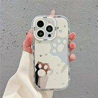 Coque de couple antichoc en TPU effet miroir patte de chat creuse pour iPhone 17/16 Pro, iPhone 15 Max et Mate 70