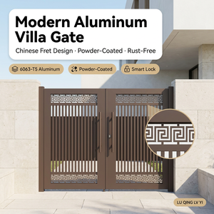 <span class=keywords><strong>Portail</strong></span> de jardin en aluminium OEM marron à double <span class=keywords><strong>battant</strong></span> pour villa, <span class=keywords><strong>portail</strong></span> de cour thermolaqué résistant aux intempéries, sur mesure - Product Image 1