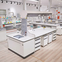 Table de travail en métal pour laboratoire avec armoire murale pour hôpital et école