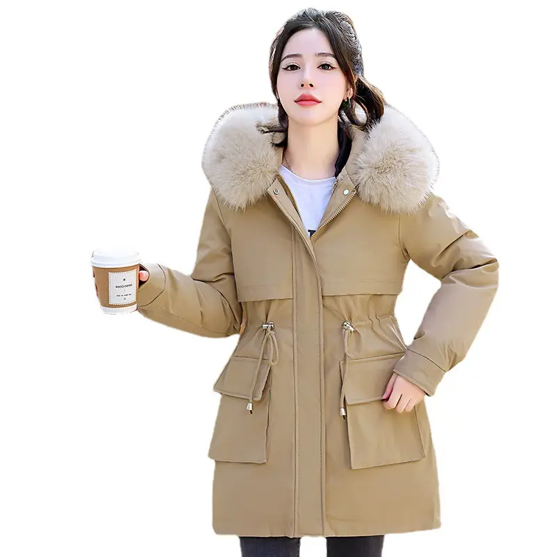 2022 New Winter Jacket Women's Parkas Fur Lining Thick Warm Long Coat Fur Collar Hooded Parka Loose Female Detachable Outwear