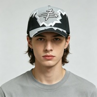 Casquette vintage Shockwave Jagged Edge Snapback personnalisée avec broderie 3D, style streetwear, visière plate, casquette de baseball, vente en gros