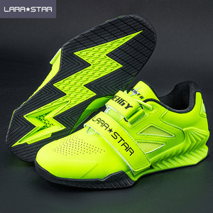 LS1035 <span class=keywords><strong>Chaussures</strong></span> de squat personnalisées <span class=keywords><strong>Chaussures</strong></span> de squat professionnelles à semelle large et à talon haut Couleur noire et verte - Product Image 1