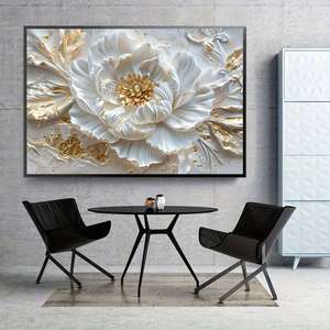 Nhà Máy Bán buôn hiện đại trừu tượng trắng tầng 5D kim cương pha lê sứ khung hình ảnh sang trọng tường nghệ thuật hoa trắng màu be - Product Image 5