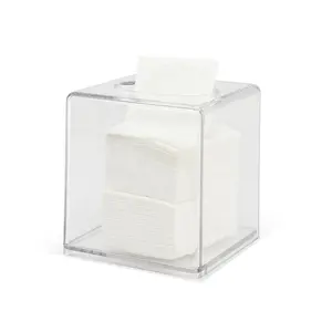 Acrylic Tissue Box Cover Clear Holder Cube Napkin Dispenser for Bathroom Bedroom Kitchen Car Office