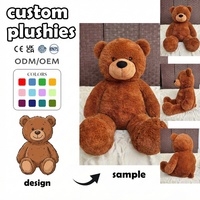 Ours en peluche géant personnalisé à faible MOQ, jouet d'anniversaire en peluche, animal en peluche, ours en peluche crème, tissu en coton doux avec estampage doré pour