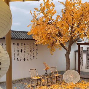 鮮やかな人工イチョウの木 秋の季節装飾 室内屋外装飾 新年 ホームランドスケープ - Product Image 5