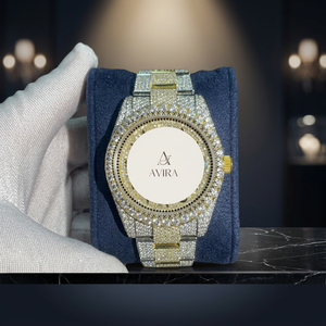 Reloj de Pulsera de Diamantes con Incrustaciones de Oro y Plata de Primera Calidad, Caja de Acero Inoxidable Resistente para Hombre, Disponible para Exportación - Product Image 6