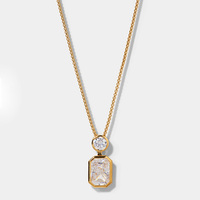 Collier pendentif goutte d'eau à double couche perlé, rond et à coupe radiante, en argent 925 Xinyun