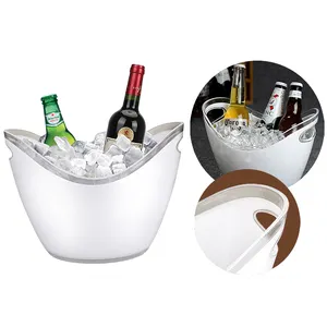 Secchielli per il ghiaccio personalizzati per feste-secchiello per Champagne in acrilico trasparente con manici facili da trasportare secchio trasparente lungo e stretto da 5,5 litri
