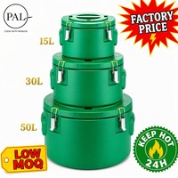 Seau isotherme alimentaire commercial premium, 3 pièces, 15L, 30L, 50L, en PEHD rotomoulé, mousse PU, avec loquet en acier inoxydable, garde au chaud 24H