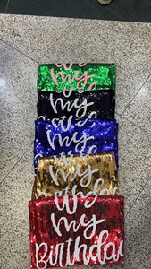 Nouveau design c'est mon anniversaire à manches courtes mode col <span class=keywords><strong>rond</strong></span> filles Bling fête robe à paillettes pour femme - Product Image 3