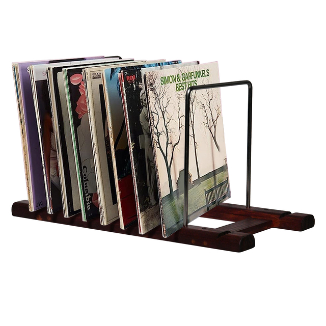 Counter Wood and Metal Vinyl Record Storage Stand Magazine Collection Holder IP Divider Organizer Desktop File Sorter
