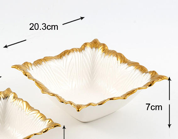 ชามสี่เหลี่ยมสีขาว 8 นิ้ว