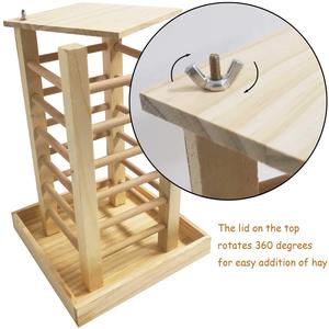 Mangeoire à foin en bois en gros, support d'alimentation pour lapins, distributeur automatique d'aliments pour animaux de compagnie, mangeoire à foin en bois massif pour petits animaux - Product Image 5