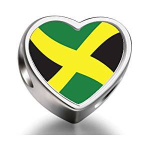 925 Sterling Zilveren Sieraden Enamel Zwart Geel Groen Charm Hart Jamaica Kleur Bedels - Product Image 2