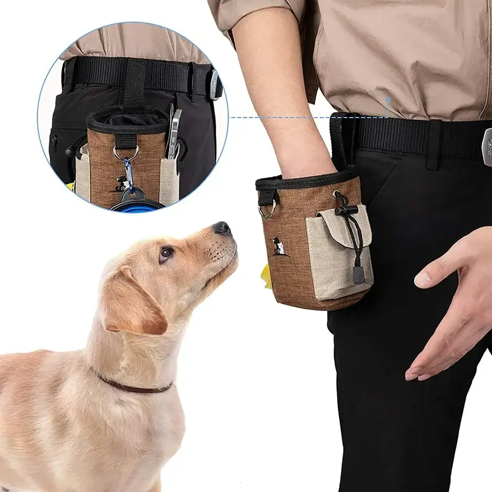 Dog Accessories Travel Bag Box Treat Training Pouch Bag Waist Belt Side Gusset Pouch for Pet Food Packaging