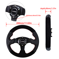 Volant de course modifié TIYPEOR en velours noir et PVC, 280 mm, pour simulateur de jeu de course