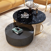 Ensemble de tables basses de luxe, style moderne, en bois, avec base en acier inoxydable doré éthiopien pour meubles de salon