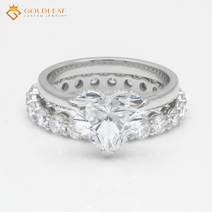 Anillo de Compromiso y Matrimonio Personalizado de Oro Real de 14K con Diamante Cultivado en Laboratorio de Corte Corazón de 3ct, Certificado IGI, para Mujer y Pareja - Product Image 2