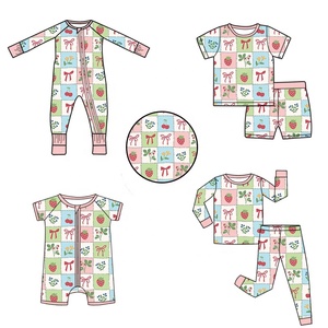 Groothandel Baby Rompertjes Fabriek Op Maat Bedrukte Bamboe Babykleding Casual Pyjama Sets Baby & Peuter Boetiek Baby Outfit Set - Product Image 1