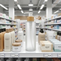 Botol Kaca Frosted Ramah Lingkungan 200ml dengan Pompa Bambu untuk Sabun Cair, Sampo, Lotion, Kemasan Wadah Pompa Bambu