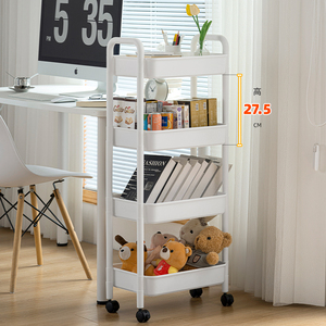 Estantes de almacenamiento multifuncionales Carro de almacenamiento de plástico rodante de utilidad de 4 niveles con ruedas bloqueables para cocina Sala de estar - Product Image 4