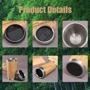 Custom Logo 450Ml Stainless Steel Tumbler Wholesale Wooden <b>Bamboo</b> Travel Coffee <b>Mug</b> - Product Image 3