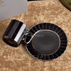 Hot Sale European Luxury black and white Circle Porcelain <b>Tea</b> <b>Cup</b> & <b>Saucer</b> Set for friend - Product Image 5