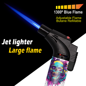Cheap Custom Logo Cigarette Jet Torch <b>Lighter</b> <b>Windproof</b> Gas Butane Camping BBQ Gas Refillable Torch <b>Lighter</b> for Candle Cigar - Product Image 2