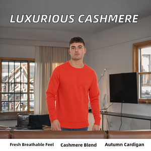 Collection de pulls en cachemire luxueux pour hommes, respirants, 240g, tricotés, avec design à empiècements frontaux, pour l'automne - Product Image 2