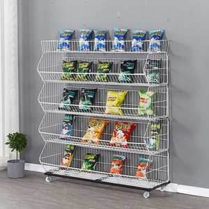 Siêu thị kệ kim loại dây xếp chồng Giỏ dây Thùng hiển thị lưu trữ giỏ - Product Image 3