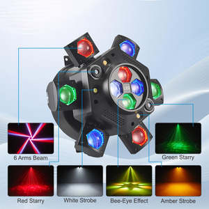 2026 NIEUW 120W Zes-armige RGBW Bewegingskop LED <span class=keywords><strong>Stage</strong></span> Licht DMX Bee-eye Effect Strobe Verlichting LED <span class=keywords><strong>Disco</strong></span> Bewegingskop Licht - Product Image 2