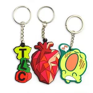 Porte-clés personnalisé en caoutchouc 2D en Pvc souple de haute qualité, Design personnalisé mignon avec lettre de dessin animé pour cadeaux de Promotion