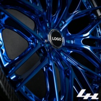 Jantes forgées modulaires 2 pièces 18-22 pouces avec logo personnalisé, lèvre en carbone bleue, design Deep Dish pour VW Golf