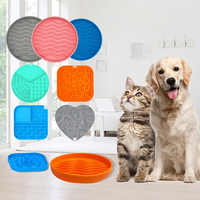 Tapis de léchage en gel de silicone pour animaux de compagnie à alimentation lente et gamelle pour chiens et chats - Formes ronde, carrée, cœur, os